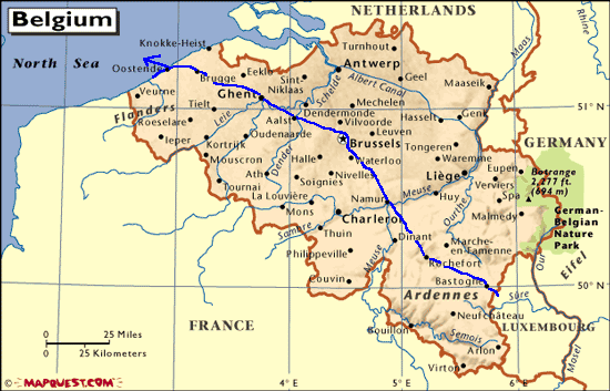 Karte Belgien Küste | Kleve Landkarte