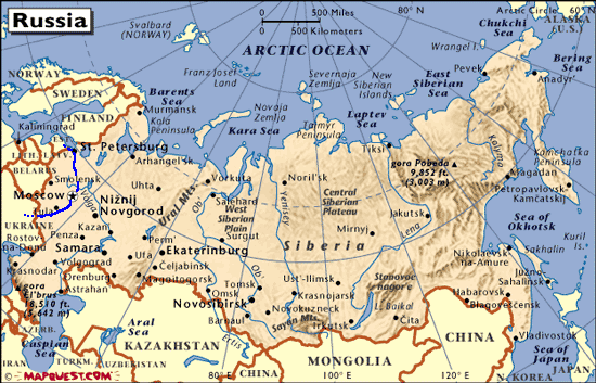 Topographische Karte Russland